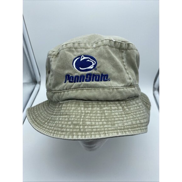 Penn State Nittany Lions Tan Khaki Bucket Hat Adult Cap Fishing Camp Cotton - Picture 1 of 10